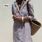 Robe chemise ample rayée à demi-manches