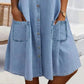 🎁53 % de réduction🔥Mini-robe bleue simple en denim avec col et dentelle