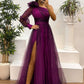 Robe à épaules dénudées en maille imprimée à la mode pour femme