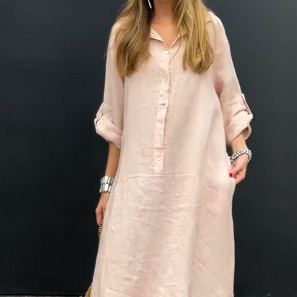 🔥Solde d'été - 50% DE RÉDUCTION🔥Robe longue en mélange de coton et de lin