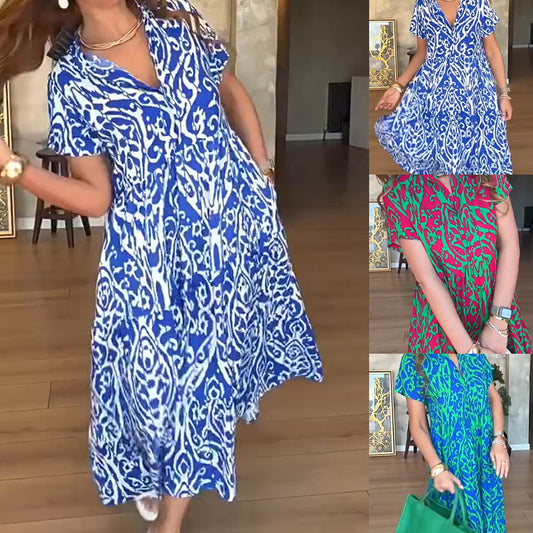 Robe longue décontractée imprimée pour femmes 💃