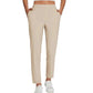 Pantalon femme taille haute extensible avec poches zippées