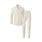 🎊Élégant ensemble pour homme en coton, composé d'une chemise à col et d'un pantalon à cordon