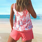 👙 50% DE RÉDUCTION 🌺 Maillot de bain tankini imprimé – Tissu extensible, séchage rapide – Haut fluide & shorty assorti – parfait pour la plage, la piscine ou les vacances ☀️🌊✨