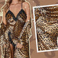 Ensemble de peignoir et nuisette imprimé léopard sexy