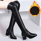 Bottes noires au-dessus du genou avec talon