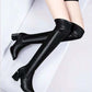 Bottes noires au-dessus du genou avec talon