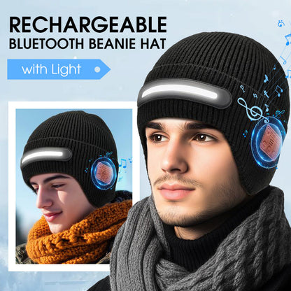 🎄 Promotion Exceptionnelle de Noël🎁Bonnet Bluetooth rechargeable avec lampe intégrée