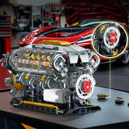 🔥 Dernier Jour 50% OFF ! ✨ Modèle Moteur V8 Transparent - Moteur Électrique, 692 Pièces, Pédagogique pour Mécanique 🔧⚙️