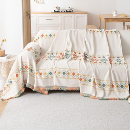 ✨50% de réduction ! Housse Bohème Réversible avec Pompons – Style, Confort & 2 Looks en 1 🛋️🎨