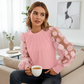 Blouse à manches en tulle avec appliqués 3D pour femme