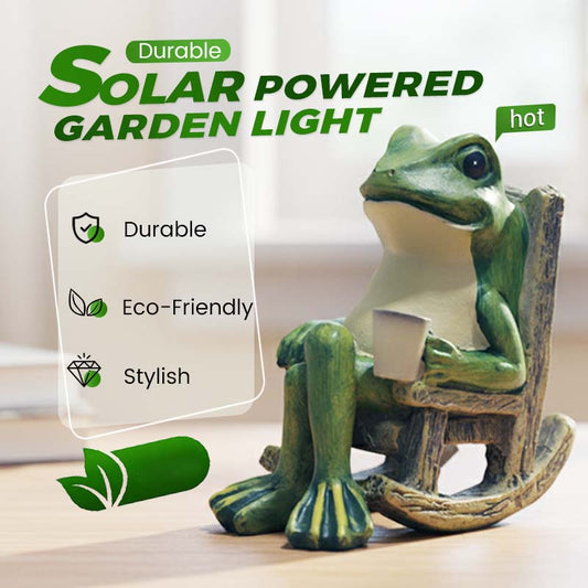Décoration Solaire de Jardin : Grenouille sur Fauteuil à Bascule