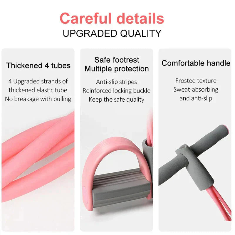 Corde De Résistance à La Pédale 4 Tubes - Élastique Fitness Pour Abdos, Bras, Jambes - Matériau Anti-Dérapant - Portable - 26,5 X 46 Cm - 3