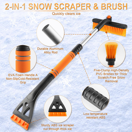 Grattoir à Glace et Brosse à Neige Télescopiques pour Pare-Brise de Voiture