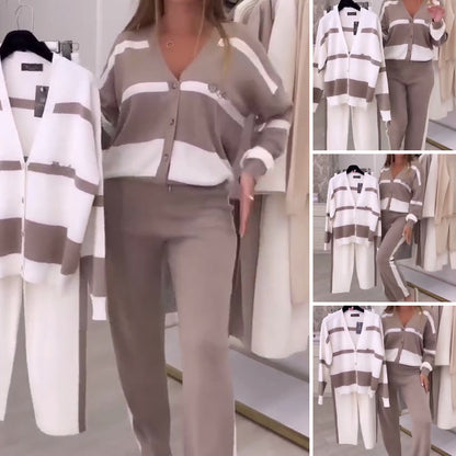 Ensemble deux pièces rayé décontracté tendance et confortable pour femme
