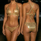Ensemble bikini sexy à col licou avec détail d’anneau