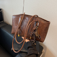 👜✨🌸 PROMO -50% ! Sac d'Épaule Vintage en Cuir PU – Intérieur Spacieux, Style Intemporel & Bande Porte-Épaule Réglable (Noir/Marron Foncé/Blanc/Marron Clair)