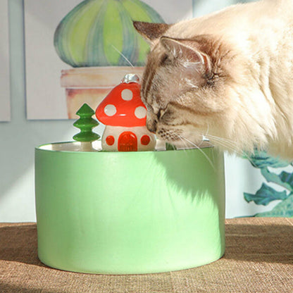 Mushroom-Shaped Ceramic Pet Water Fountain