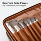 Trousse de maquillage en cuir PU à 3 compartiments de grande capacité