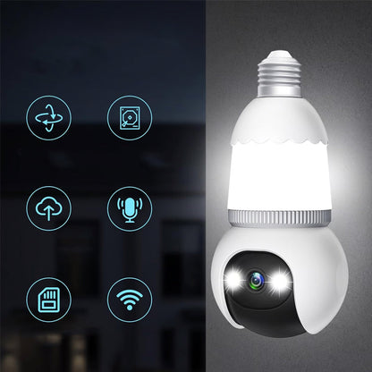 ✨Surveillance intelligente à 360° : caméra sans fil HD intégrée à une ampoule, contrôlable via une application et dotée d'une vision nocturne en couleur