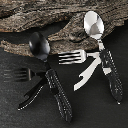 ⏳Offre Limitée 50% DE RÉDUCTION⏰Couverts Pliables 4-en-1 – Compacts, Acier Inoxydable, Multi-Outils 🍴⛰️