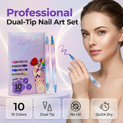 Ensemble de 10 marqueurs à double pointe pour nail art