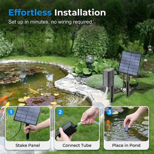 ☀️🐟 PROMO FLASH 50% ! Aérateur Solaire pour Bassin avec Pompe à Air – 7V/2.5W, Kit Complet, Installation Facile, Santé Aquatique 24/7 ✨