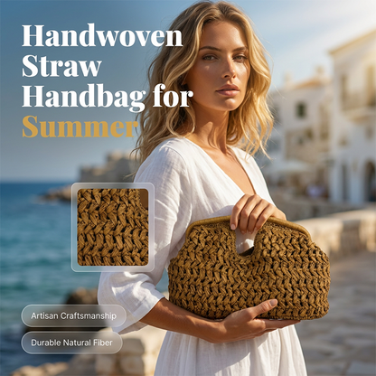 📢📢50 % DE RÉDUCTION !! ⏰Sac à Main Tressé en Paille pour Femme