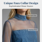 👗Jupe en jean à manches lanternes et faux col – un look féminin avec son faux col, ses manches larges et sa coupe en jean flatteuse