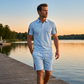 🏆👕 PROMO FLASH 50% ! Ensemble Short & T-Shirt Manches Courtes Homme – Mélange Coton Respirant, Col Classique, Rayures Athlétiques, 2 Coloris, Tailles S-5XL 🔥