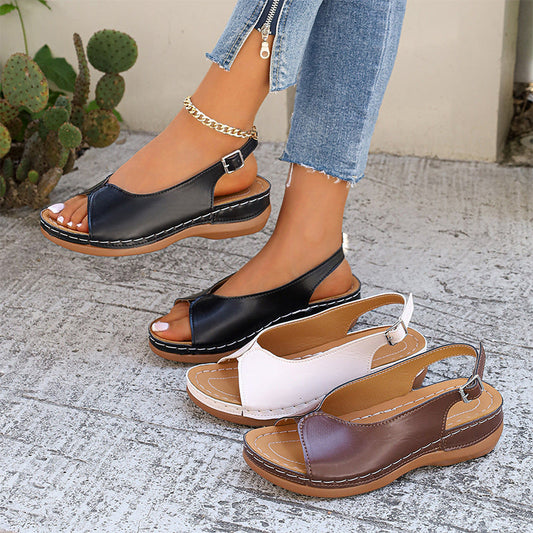 🏖️Nouveautés été✨⏰️Cadeau limité🩴Sandales confortables vintage à bout ouvert pour femmes