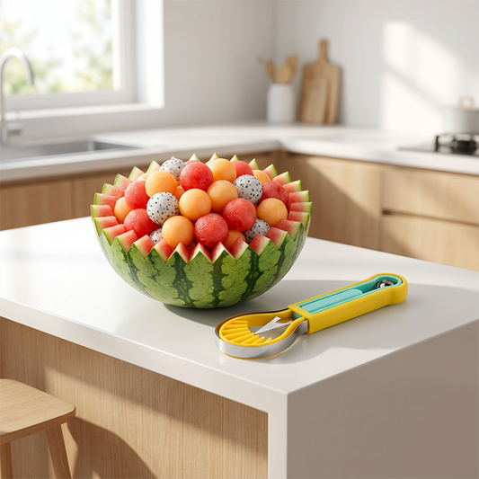 🍉🍈🥄 OFFRE LIMITÉE 50% DE RÉDUCTION! Kit Cuillère Bouleur Fruits Multifonction – Coupe et Boule Pastèque, Melon et Plus – Idéal pour Salades de Fruits, Fêtes d’Été et Goûters des Enfants 🎉🍧