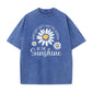 T-Shirt Unisexe Vintage Délavé à Imprimé Marguerite Coupe Ample