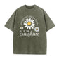 T-Shirt Unisexe Vintage Délavé à Imprimé Marguerite Coupe Ample