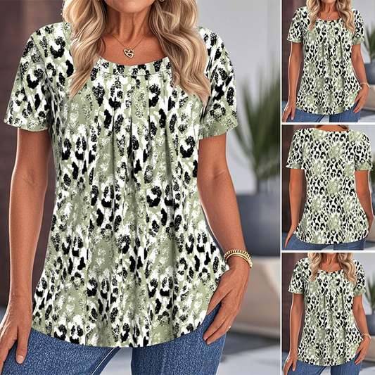 💥【OFFRE LIMITÉE -50%】🔥Top imprimé à col rond oversize | Coupe décontractée | Infrissable et respirant | Motif artistique unique | Vert/Violet/Bleu, tailles S à 3XL