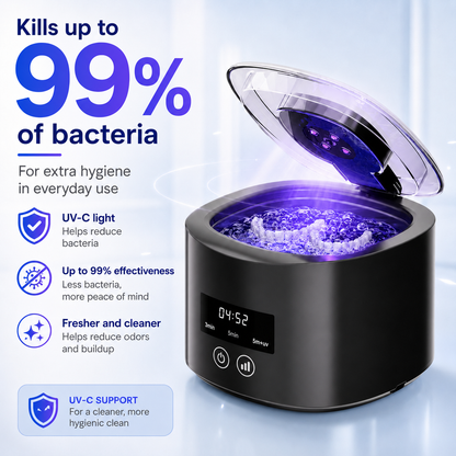 Nettoyeur ultrasonique UV-C pour prothèses dentaires – Pour une prothèse plus fraîche et plus propre en seulement 5 minutes