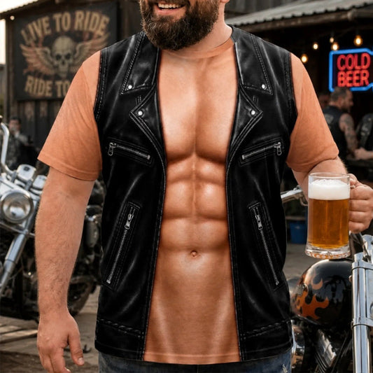 T-shirt humoristique pour homme avec faux imprimé musculaire