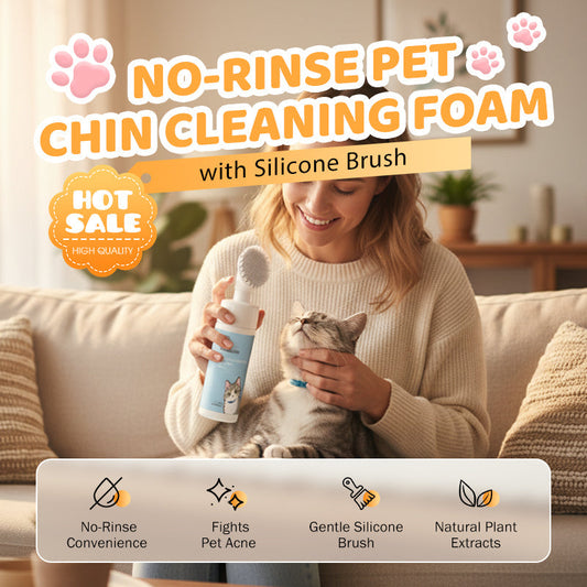 Mousse nettoyante sans rinçage pour le menton des animaux avec brosse en silicone