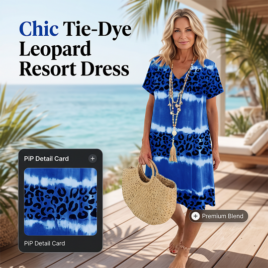 Robe décontractée à col en V pour femme, imprimé léopard tie-dye