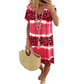 Robe décontractée à col en V pour femme, imprimé léopard tie-dye
