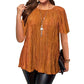 ✨‑50%  Blouse plissée à manches courtes grande taille femme, haut ample cache‑ventre