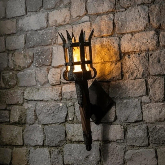 Applique murale torche médiévale style vintage effet flamme