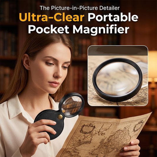 Loupe de poche portable avec étui de protection pliable en cuir PU