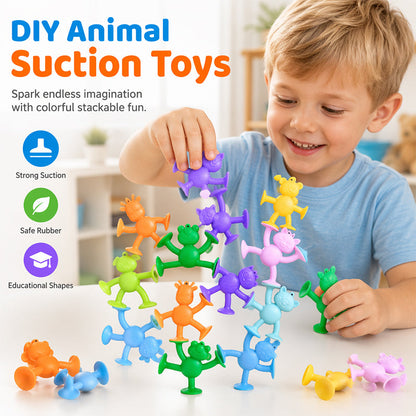 Blocs de construction éducatifs à ventouses en forme d'animaux souples pour enfants
