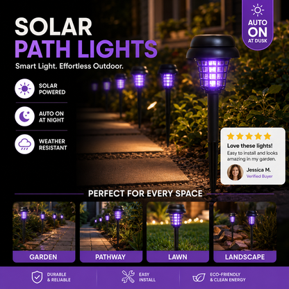 ☀️Lampe solaire anti-moustiques ✨ – Lampe de jardin avec piquet, tue-moustiques UV et éclairage de chemin🦟🚫