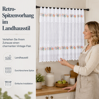 🌸 Rideau de cuisine court style vintage avec dentelle – une décoration élégante et chaleureuse pour votre intérieur