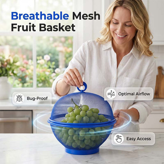 🧺 PROMO FLASH : 49% DE RÉDUCTION ! Corbeille à Fruits avec Couvercle en Filet Aéré – Égouttoir Intégré & Poignée Ergonomique for une Fraîcheur Durable et une Protection contre les Insectes 🍎✨