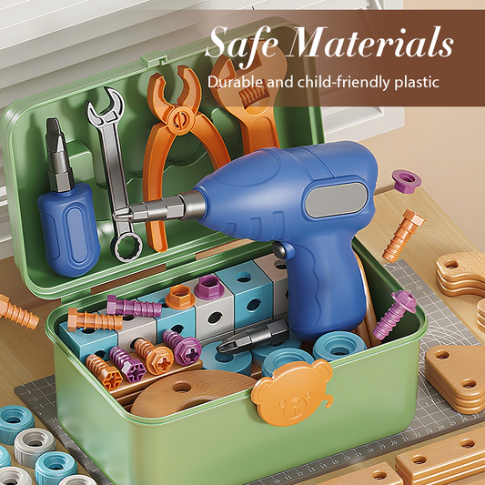 🧰 50 % DE RÉDUCTION – Jeu de construction éducatif pour enfants | Plus de 124 pièces avec perceuse électrique et boîte de rangement | Construction, vissage et jeu créatif