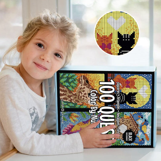 📢📢55 % DE RÉDUCTION !!! ✨ Livre de coloriage par numéro– sur fond noir, incluant des feutres aquarelle double pointe et une boîte de rangement !