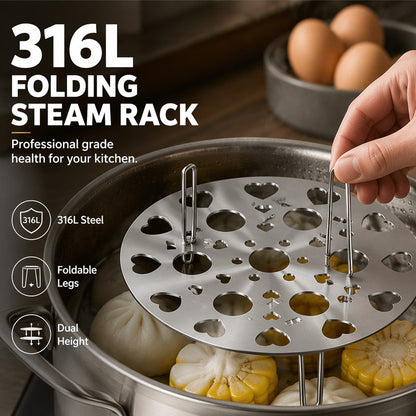 Grille de cuisson vapeur pliable en acier inoxydable pour œufs, compatible avec les casseroles